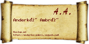 Anderkó Ambró névjegykártya